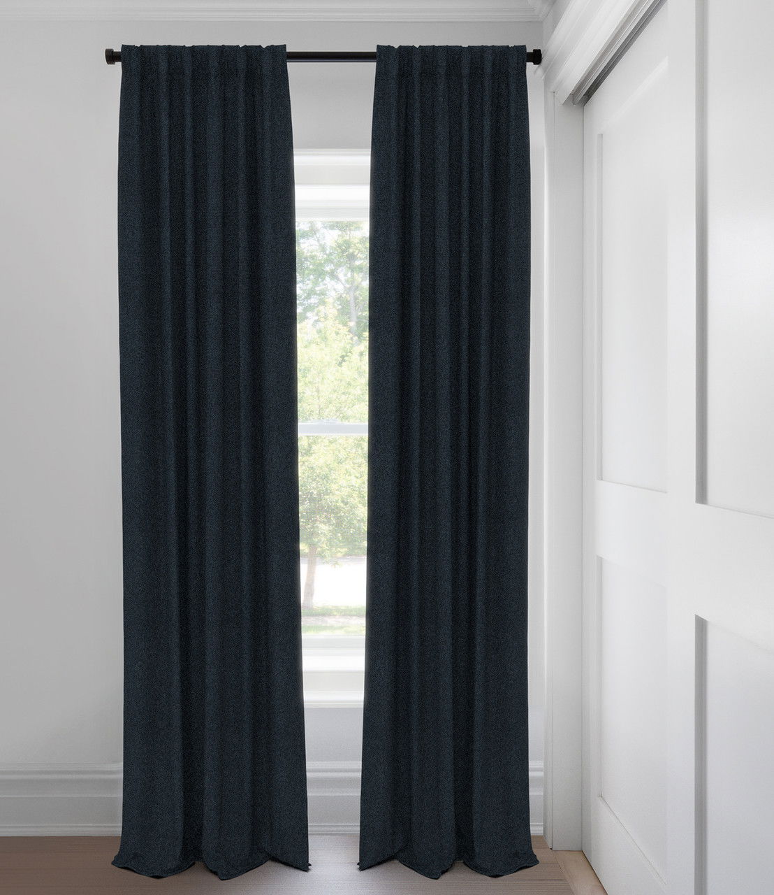 Navy Carey Room Darkening Blackout Custom Made Drapery