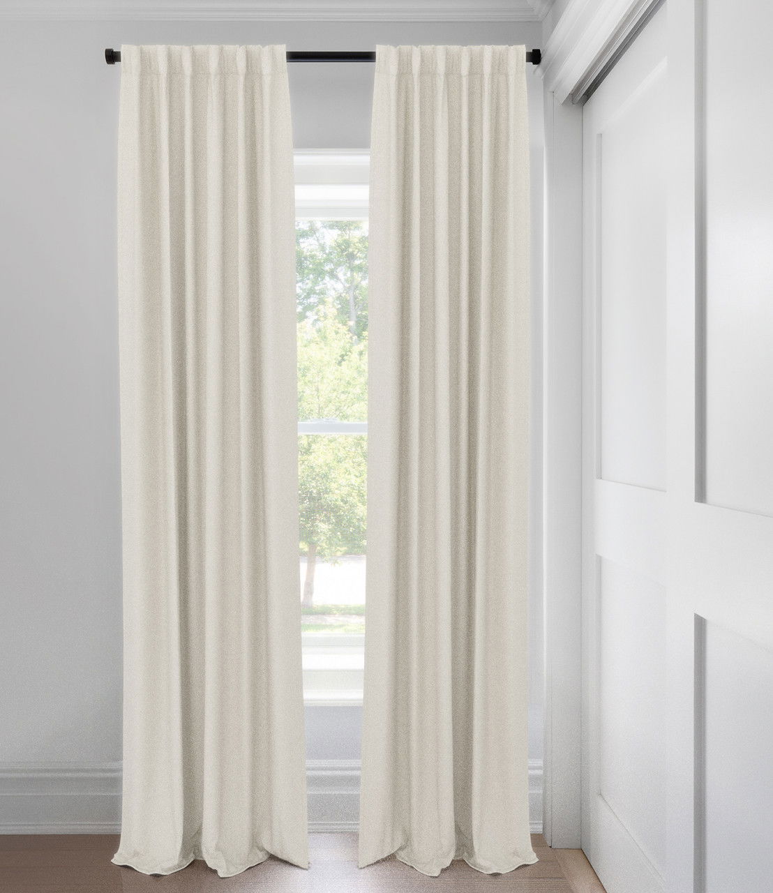 Natural Wool Spun Blackout Custom Made Drapery