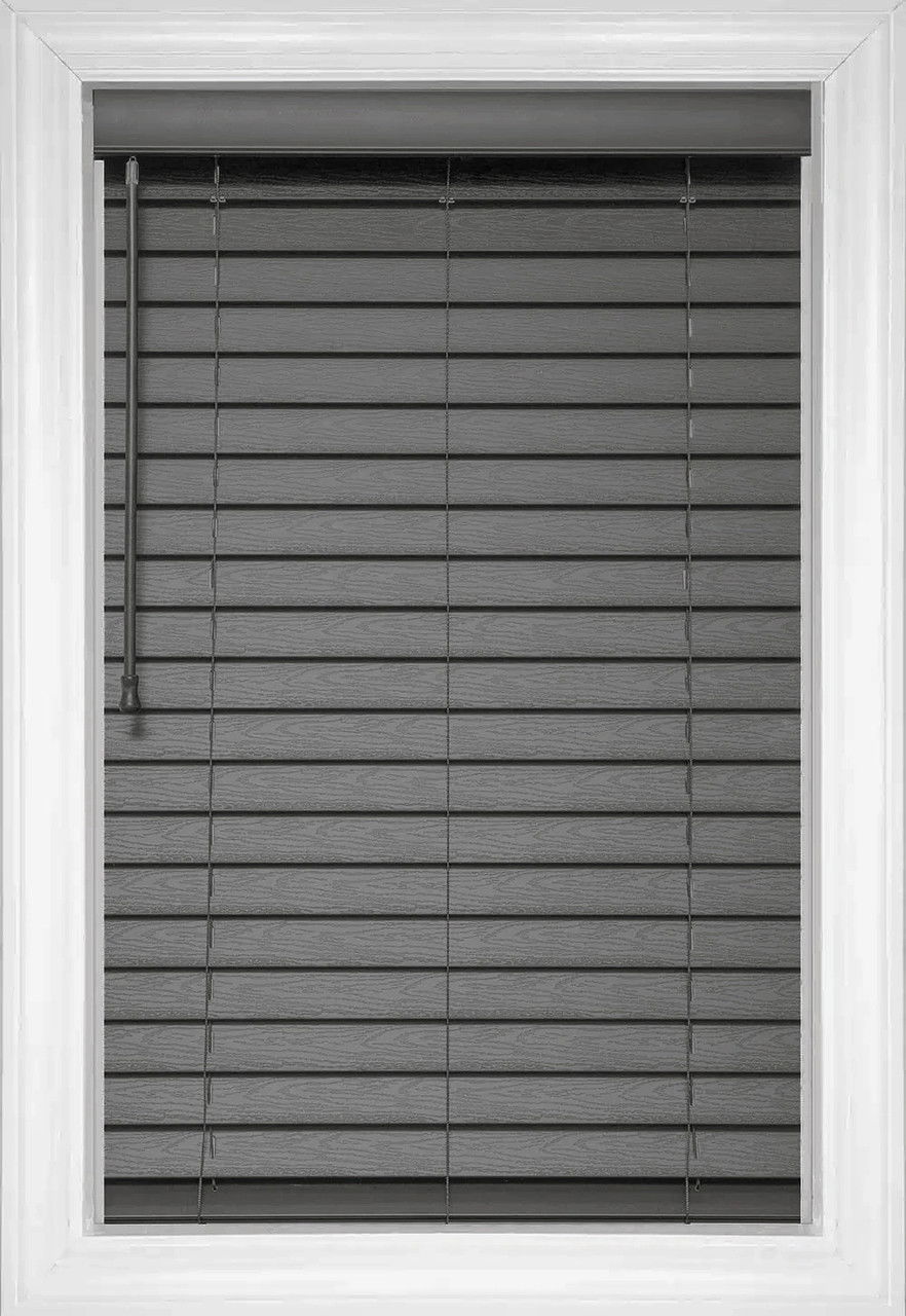 Dim Grey Wood Tones Faux Wood Blinds