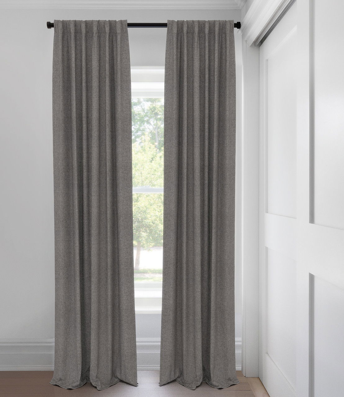 Taupe Wool Spun Light Filtering Tailored Fit Drapery