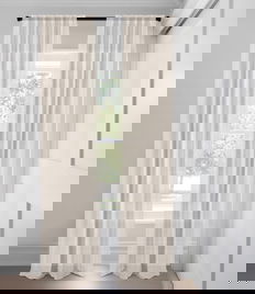 Striped Taupe The Minimalist Sheer  Tailored Fit Drapery