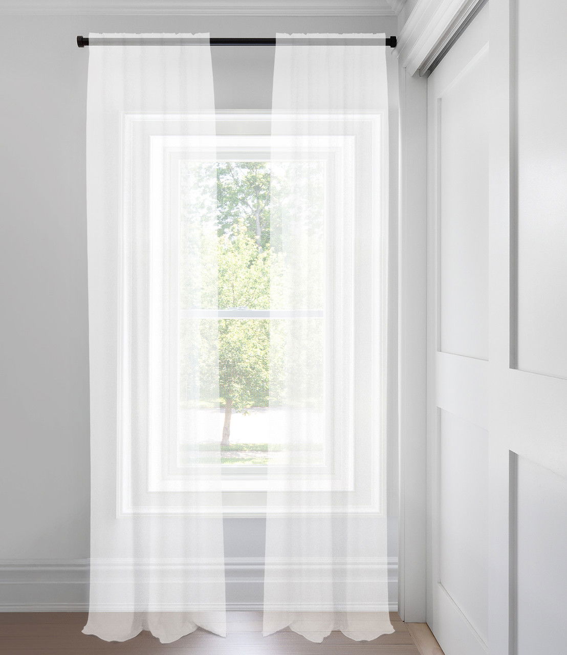 Bright White Classic Sheer Sheer Tailored Fit Drapery