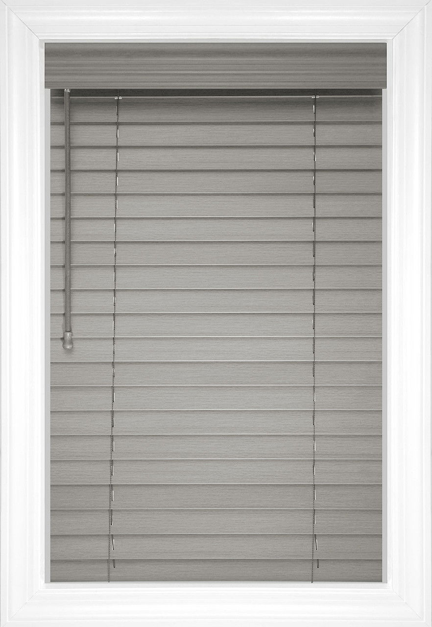 Chalk Gray Aire Wood Grain Faux Wood Blinds