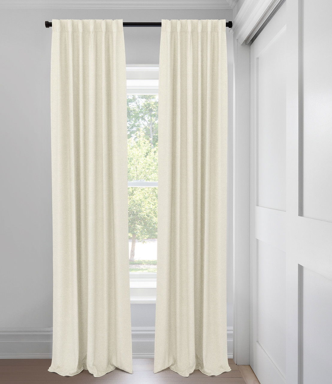 Ivory Heavy Weight Textured Knit Light Filtering Tailored Fit Drapery