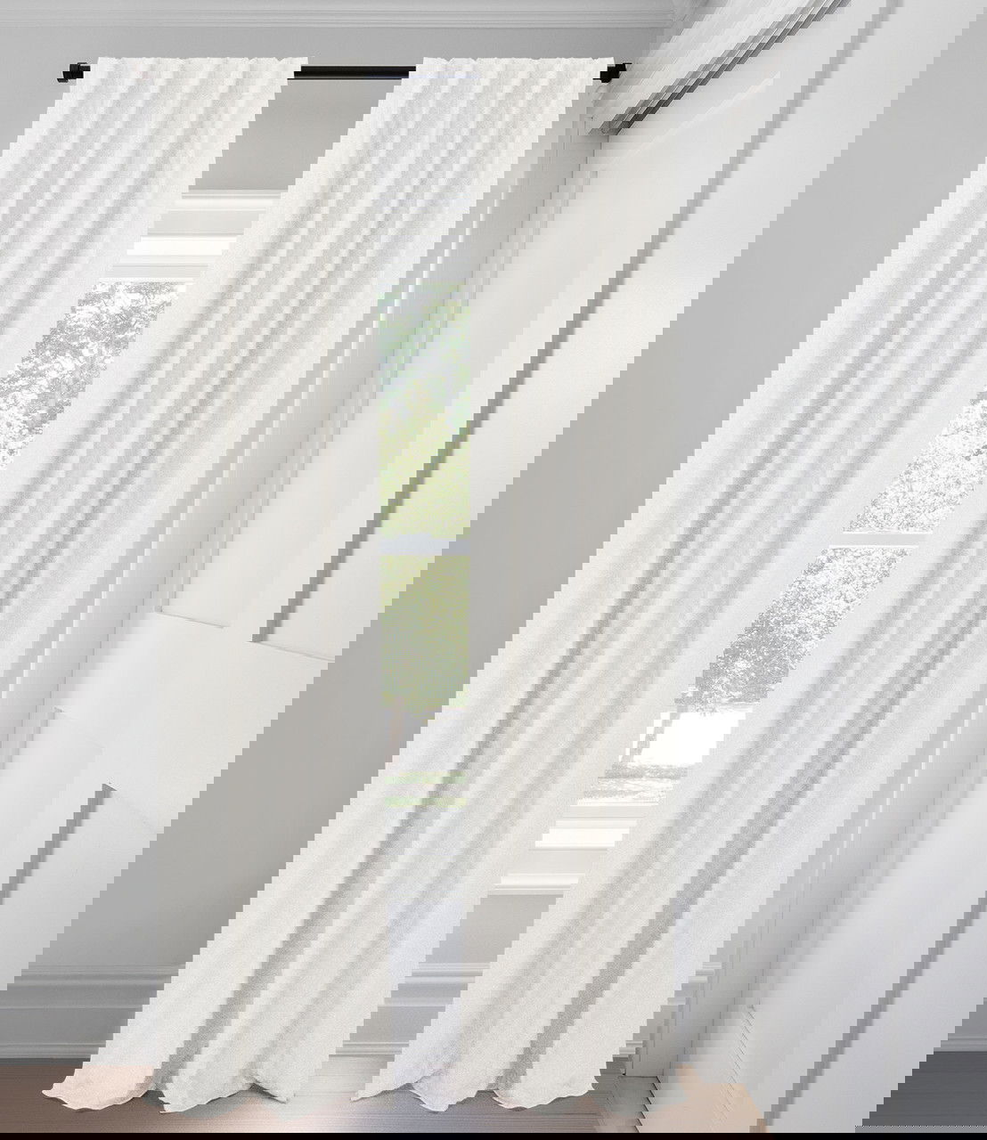 Blanc Tricot épais texturé Filtrant la lumière Rideaux coupe ajustée