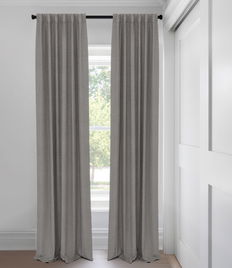 Charcoal Linen Cotton Weave Blackout Tailored Fit Drapery