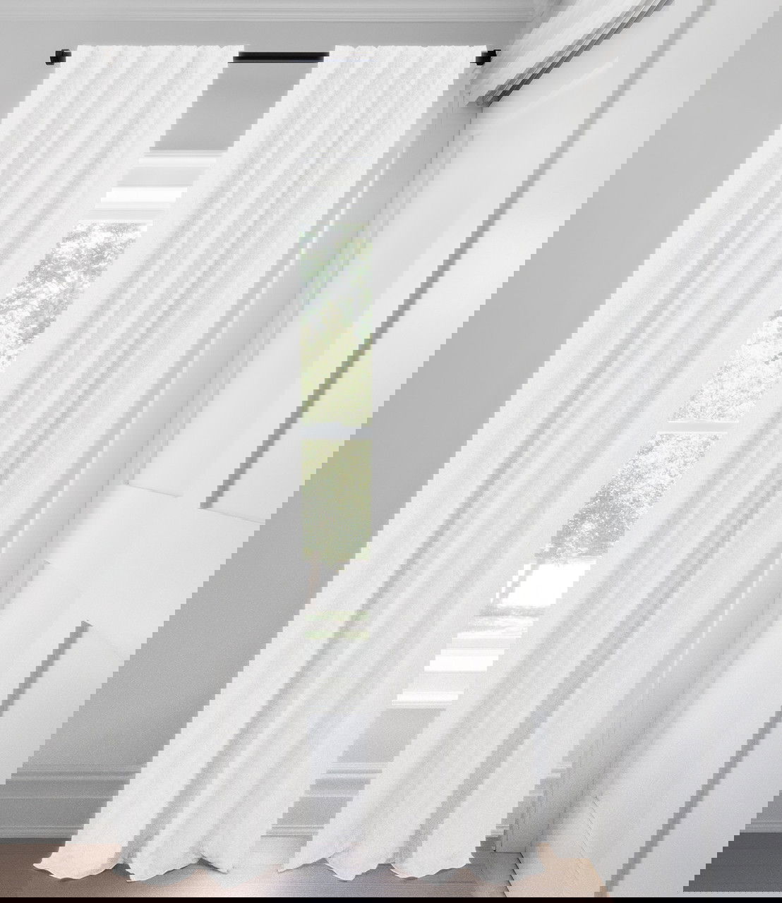 Blanc Tissage de lin et coton Filtrant la lumière Rideaux coupe ajustée
