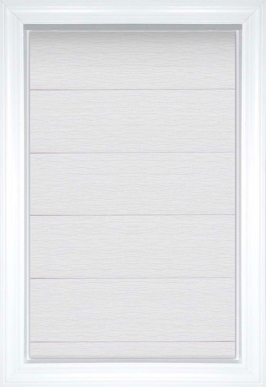 White Oceana Flat Solid and Textured Roman Shades