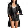 Bride Satin Wrap Robe, Cami & Tap Shorts Set Bride Satin Wrap Robe, Cami & Tap Shorts Set