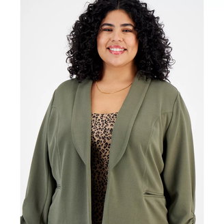 Trendy Plus Size Knit Drape-Front Blazer, Created for Macy's