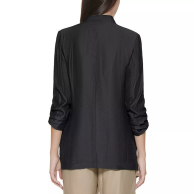 Notched Ruched-Sleeve Blazer