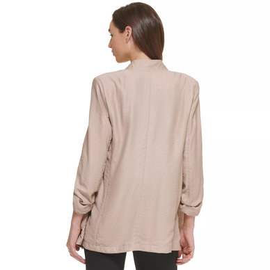 Notched Ruched-Sleeve Blazer