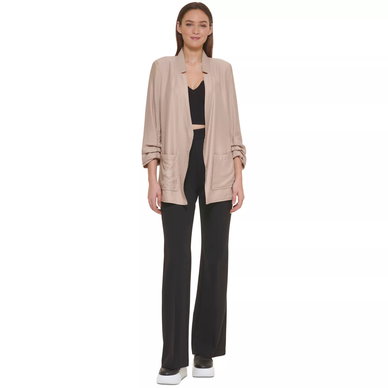 Notched Ruched-Sleeve Blazer