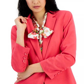 Women's Ruched-Sleeve One-Button Blazer