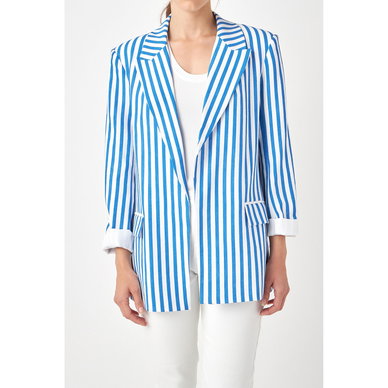 Women's Striped Pocketed Blazer