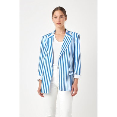 Women's Striped Pocketed Blazer