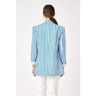 Women's Striped Pocketed Blazer