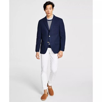 Men's Navy Weave Modern Fit Blazer & TH Flex Stretch Comfort Solid Performance Pants