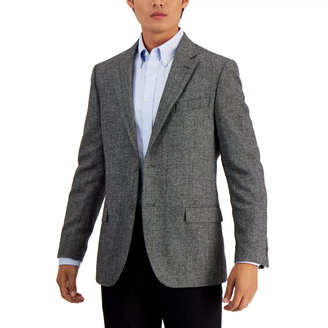 Men's Modern-Fit Solid Herringbone Tweed Sport Coat