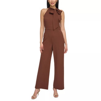 Women's Signature Stretch Crepe Bow-Neck Halter Jumpsuit