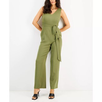 INC International Concepts Women's V-Neck Belted Jumpsuit, Created for Macy's