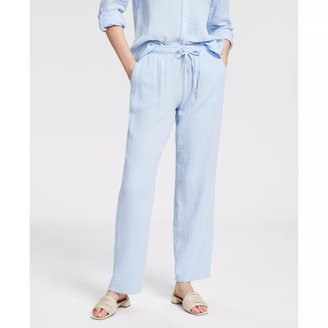 Women's Cotton Crepe Drawstring-Waist Pants