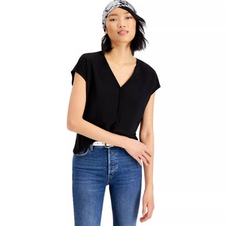 Women's Seamed V-Neck Top, Created For Macy's