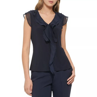 Women's Ruffle Trim V-Neck Blouse