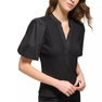Women's Ribbed Contrast-Trim Puffed-Sleeve Top Women's Ribbed Contrast-Trim Puffed-Sleeve Top