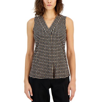 Women's Printed Pleat-Front Sleeveless Top