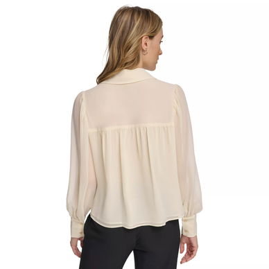 Women's Sheer-Sleeve Collared Shirt