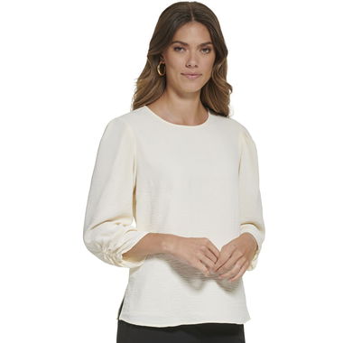 Women's 3/4-Sleeve Hammered Satin Top