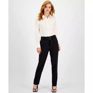 Women's Satin Long-Sleeve Collared Blouse, Created for Macy's
