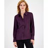 Women's Satin Long-Sleeve Collared Blouse, Created for Macy's
