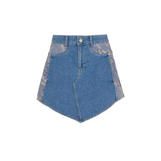 Women's Printed Mini Jean Skirt