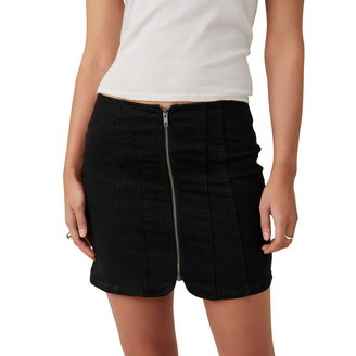 Women's Layla Zip-Front Denim Miniskirt