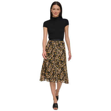 Women's Pull-On Elastic-Waist Pleated Midi Skirt