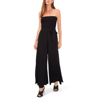 Women's Strapless Smock Bodice Slit Jumpsuit