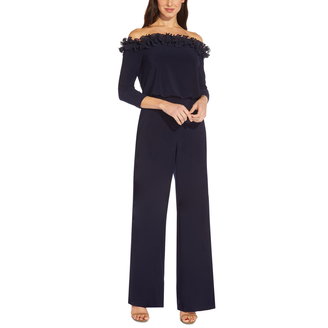 Petite Ruffled-Neck Blouson Jumpsuit