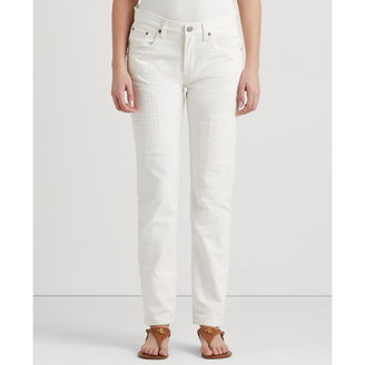 Women's Eyelet-Patchwork Relaxed Tapered Jeans, Regular & Petites