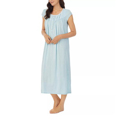 Women's Cotton Lace-Trim Cap-Sleeve Nightgown