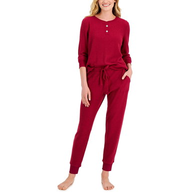 Thermal Henley Pajama Set, Created for Macy's Thermal Henley Pajama Set, Created for Macy's