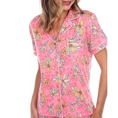Women's Short Sleeve Pants Tropical Pajama Set, 2-Piece Women's Short Sleeve Pants Tropical Pajama Set, 2-Piece