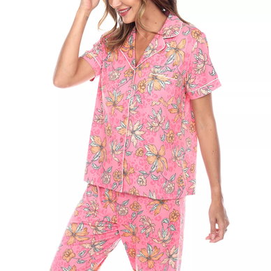 Women's Short Sleeve Pants Tropical Pajama Set, 2-Piece Women's Short Sleeve Pants Tropical Pajama Set, 2-Piece