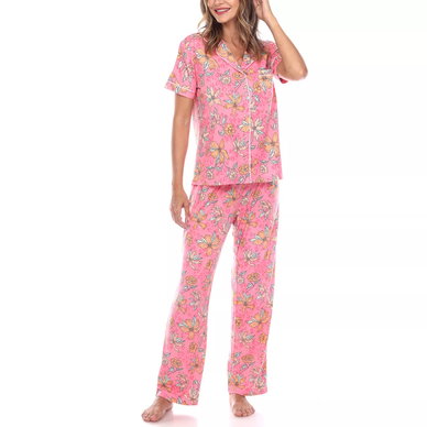 Women's Short Sleeve Pants Tropical Pajama Set, 2-Piece Women's Short Sleeve Pants Tropical Pajama Set, 2-Piece