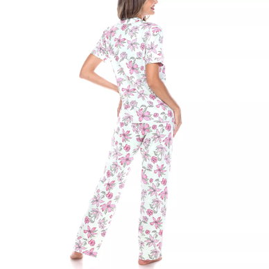 Women's Short Sleeve Pants Tropical Pajama Set, 2-Piece Women's Short Sleeve Pants Tropical Pajama Set, 2-Piece