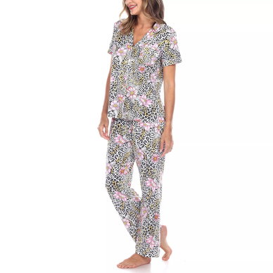 Women's Short Sleeve Pants Tropical Pajama Set, 2-Piece Women's Short Sleeve Pants Tropical Pajama Set, 2-Piece