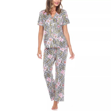 Women's Short Sleeve Pants Tropical Pajama Set, 2-Piece Women's Short Sleeve Pants Tropical Pajama Set, 2-Piece