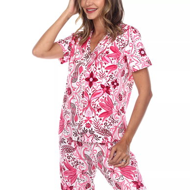 Women's Short Sleeve Pants Tropical Pajama Set, 2-Piece Women's Short Sleeve Pants Tropical Pajama Set, 2-Piece