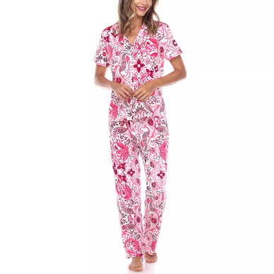 Women's Short Sleeve Pants Tropical Pajama Set, 2-Piece Women's Short Sleeve Pants Tropical Pajama Set, 2-Piece